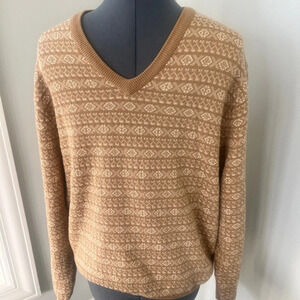 Jos. A. Bank Signature Collection Sz M Merino Wool V-Neck Jacquard Pattern NWOT